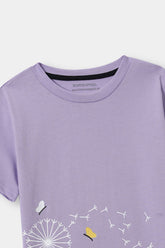 Girls Voilet Flower Tee